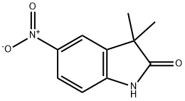 3,3-二甲基-5-硝基二氢吲哚-2-酮 结构式
