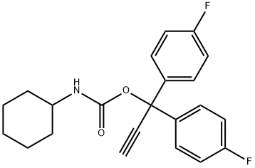 Cyclohexanecarbamic acid 1,1-bis(p-fluorophenyl)-2-propynyl ester Struktur