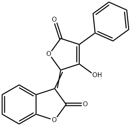 3-(3-ヒドロキシ-5-オキソ-4-フェニル-2,5-ジヒドロフラン-2-イリデン)ベンゾフラン-2(3H)-オン 化学構造式