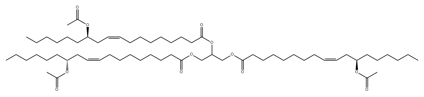 トリス[(9Z,12R)-12-(アセチルオキシ)-9-オクタデセン酸]1,2,3-プロパントリイル 化学構造式