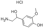 rac-(R*)-α-(アミノメチル)-4-ヒドロキシ-3-メトキシベンゼンメタノール·塩酸塩 化学構造式