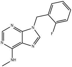 N-メチル-9-(2-フルオロベンジル)-9H-プリン-6-アミン 化学構造式