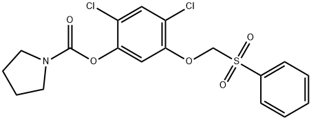 1-Pyrrolidinecarboxylic acid 2,4-dichloro-5-[(phenylsulfonyl)methoxy]phenyl ester 结构式