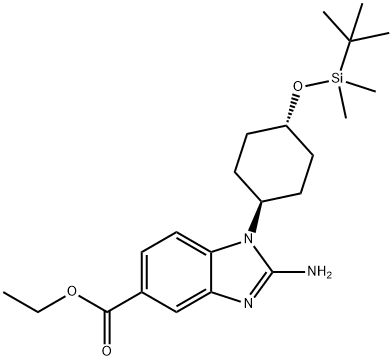 1H-BenziMidazole-5-carboxylic acid, 2-aMino-1-[trans-4-[[(1,1-diMethylethyl)diMethylsilyl]oxy]cyclohexyl]-, ethyl ester Structure