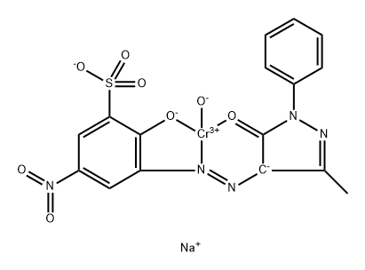 [3-[(4,5-二氢-3-甲基-5-氧代-1-苯基-1H-吡唑-4-基)偶氮]-2-羟基-5-硝基苯磺酸根(3-)]羟基铬酸(1-)钠 结构式