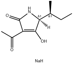 Sodium(5S)-3-acetyl-5-[(S)-1-methylpropyl]-4-hydroxy-3-pyrroline-2-olate Structure