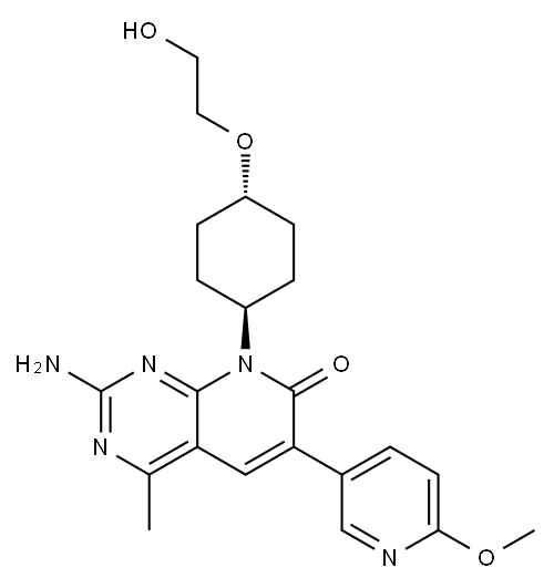 2-氨基-8-[反式-4-(2-羟基乙氧基)环己基]-6-(6-甲氧基-3-吡啶基)-4-甲基吡啶并[2,3-D]嘧啶-7(8H)-酮 结构式
