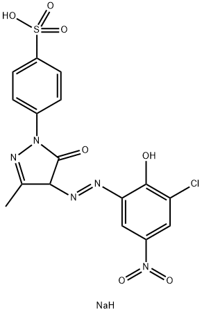 4-[4-[(3-氯-2-羟基-5-硝基苯基)偶氮]-4,5-二氢-3-甲基-5-氧代-1H-吡唑-1-基]-苯磺酸单钠盐 结构式