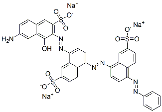 trisodium 8-[(7-amino-1-hydroxy-3-sulphonato-2-naphthyl)azo]-5-[[4-(phenylazo)-7-sulphonatonaphthyl]azo]naphthalene-2-sulphonate  Structure