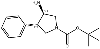 TRANS-3-アミノ-4-フェニルピロリジン, N1-BOC保護 化学構造式