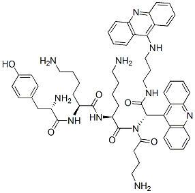 N-((9-acridinyl)-4-aminobutanoyl-tyrosyl-lysyl-lysyl-glycyl)-N'-(9-acridinyl)-1,3-diaminopropane 结构式