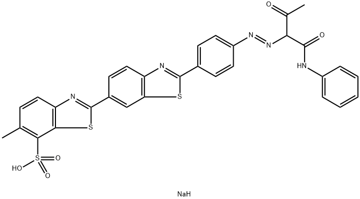 6-甲基-2'-[4-[[2-氧代-1-[(苯基氨基)羰基]丙基]偶氮]苯基][2,6'-联苯并噻唑]-7-磺酸钠 结构式