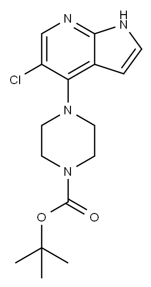 TERT-BUTYL4-(5-CHLORO-1H-PYRROLO[2,3-B]PYRIDIN-4-YL)PIPERAZINE-1-CARBOXYLATE Struktur