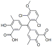 5-[(2,6-Dichloro-3-methoxyphenyl)(3-carboxy-5-methyl-4-oxo-2,5-cyclohexadien-1-ylidene)methyl]-2-hydroxy-3-methylbenzoic acid Structure