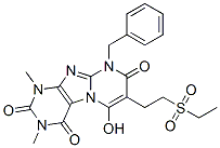 Pyrimido[2,1-f]purine-2,4,8(1H,3H,9H)-trione,  7-[2-(ethylsulfonyl)ethyl]-6-hydroxy-1,3-dimethyl-9-(phenylmethyl)- 结构式