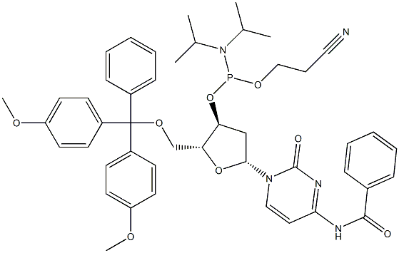 DMT-dC(bz)亚磷酰胺单体 结构式