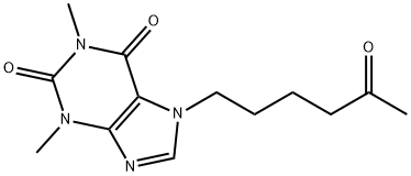 3,7-ジヒドロ-1,3-ジメチル-7-(5-オキソヘキシル)-1H-プリン-2,6-ジオン 化学構造式