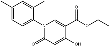 1,6-ジヒドロ-4-ヒドロキシ-2-メチル-1-(2,4-ジメチルフェニル)-6-オキソ-3-ピリジンカルボン酸エチル 化学構造式