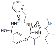 2-(Dimethylamino)-N-[11-hydroxy-3-isopropyl-5,8-dioxo-7-benzyl-2-oxa-6,9-diazabicyclo[10.2.2]hexadeca-12,14(1),15-trien-4-yl]-3-methylpentanamide Struktur