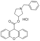 9H-Xanthene-9-carboxylic acid, 1-(phenylmethyl)-3-pyrrolidinyl ester,  hydrochloride Struktur