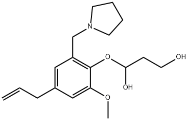 1,3-Propanediol, 3-(4-allyl-2-methoxy-6-(1-pyrrolidinylmethyl)phenoxy) - 结构式