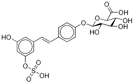 4-[(1E)-2-[3-羟基-5-(磺基氧基)苯基]乙烯基]苯基 BETA-D-吡喃葡糖苷酸 结构式