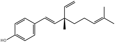 4-[(1E,3S)-3,7-ジメチル-3-ビニル-1,6-オクタジエニル]フェノール 化学構造式