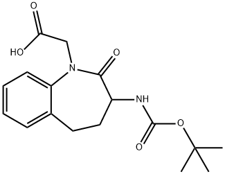 (3-N-BOC-AMINO-2-OXO-2,3,4,5-TETRAHYDRO-BENZO[B]AZEPIN-1-YL)-ACETIC ACID
 Structure