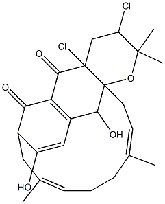 3,4a-ジクロロ-2,3,4,4a,11,14,15,18-オクタヒドロ-9,20-ジヒドロキシ-2,2,12,16-テトラメチル-7,18a-メタノ-6,10-メテノ-5H-シクロヘキサデカ[b]ピラン-5,19-ジオン 化学構造式