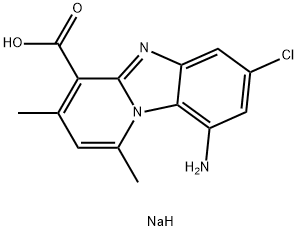 9-Amino-7-chloro-1,3-dimethylpyrido[1,2-a]benzimidazole-4-carboxylic acid sodium salt Structure