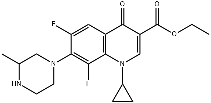 1-シクロプロピル-6,8-ジフルオロ-7-(3-メチルピペラジン-1-イル)-4-オキソ-1,4-ジヒドロキノリン-3-カルボン酸エチル 化学構造式