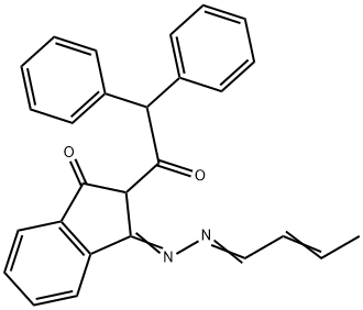 2-Diphenylacetyl-indan-1,3-dione-1-(2-butenylidene)hydrazone,  3-(2-Butenylidene-hydrazono)-2-diphenylacetyl-indan-1-one Structure
