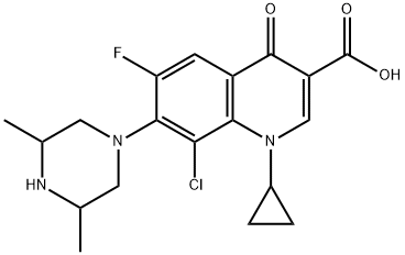 3-Quinolinecarboxylic acid, 8-chloro-1-cyclopropyl-7-(3,5-diMethyl-1-piperazinyl)-6-fluoro-1,4-dihydro-4-oxo- Structure