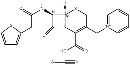 1-[[(6R)-2-カルボキシ-8-オキソ-7α-[2-(2-チエニル)アセチルアミノ]-5-チア-1-アザビシクロ[4.2.0]オクタ-2-エン-3-イル]メチル]ピリジニウム・チオシアナート 化学構造式