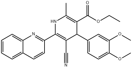 Ethyl 5-cyano-4-(3,4-dimethoxyphenyl)-2-methyl-6-(2-quinolyl)-1,4-dihy dro-3-pyridinecarboxylate Struktur