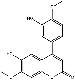 4-(3-Hydroxy-4-methoxyphenyl)-6-hydroxy-7-methoxy-2H-1-benzopyran-2-one Struktur