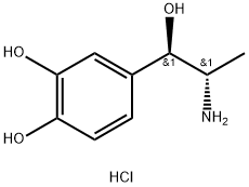 (1R,2S)-1-(3,4-ジヒドロキシフェニル)-2-アミノ-1-プロパノール・塩酸塩 化学構造式