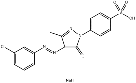 钠4-{4-[(3-氯苯基)偶氮]-3-甲基-5-氧代-4,5-二氢-1H-吡唑-1-基}苯磺酸酯 结构式
