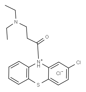 2-chloro-10-[3-(diethylamino)propionyl]-10H-phenothiazinium chloride 结构式