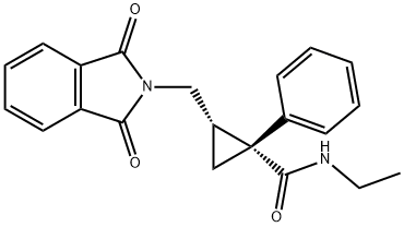 顺式-2-[(1,3-二氢-1,3-二氧代-2H-异吲哚-2-基)甲基]-N-乙基-1-苯基环丙烷甲酰胺, 105310-73-4, 结构式