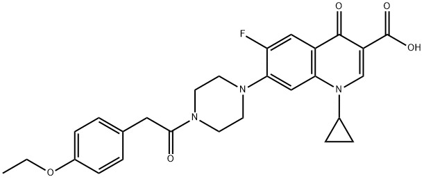 3-Quinolinecarboxylic acid, 1-cyclopropyl-7-[4-[2-(4-ethoxyphenyl)acetyl]-1-piperazinyl]-6-fluoro-1,4-dihydro-4-oxo- Structure