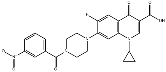 3-Quinolinecarboxylic acid, 1-cyclopropyl-6-fluoro-1,4-dihydro-7-[4-(3-nitrobenzoyl)-1-piperazinyl]-4-oxo- Structure