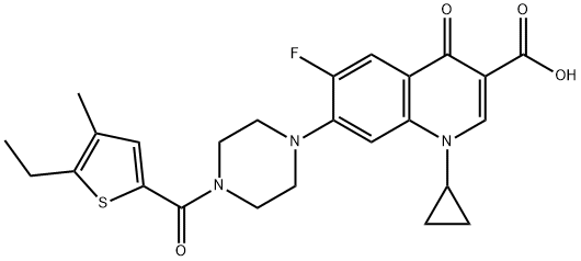 3-Quinolinecarboxylic acid, 1-cyclopropyl-7-[4-[(5-ethyl-4-Methyl-2-thienyl)carbonyl]-1-piperazinyl]-6-fluoro-1,4-dihydro-4-oxo- Struktur
