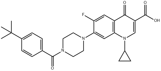 3-Quinolinecarboxylic acid, 1-cyclopropyl-7-[4-[4-(1,1-diMethylethyl)benzoyl]-1-piperazinyl]-6-fluoro-1,4-dihydro-4-oxo- 结构式