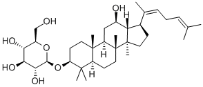 [(20Z)-12β-ヒドロキシ-5α-ダンマラ-20(22),24-ジエン-3β-イル]β-D-グルコピラノシド 化学構造式