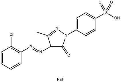 4-[4-(2-クロロフェニルアゾ)-4,5-ジヒドロ-3-メチル-5-オキソ-1H-ピラゾール-1-イル]ベンゼンスルホン酸ナトリウム 化学構造式