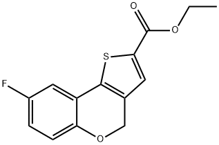 8-フルオロ-4H-[1]-ベンゾピラノ[4,3-B]チオフェン-2-カルボン酸エチル 化学構造式