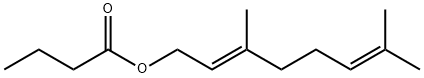 酪酸(E)-3,7-ジメチル-2,6-オクタジエニル 化学構造式
