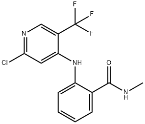 2-[2-クロロ-5-(トリフルオロメチル)ピリジン-4-イルアミノ]-N-メチルベンズアミド 化学構造式