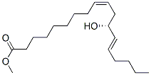 [9Z,12R,13E,(-)]-12-ヒドロキシ-9,13-オクタデカジエン酸メチル 化学構造式